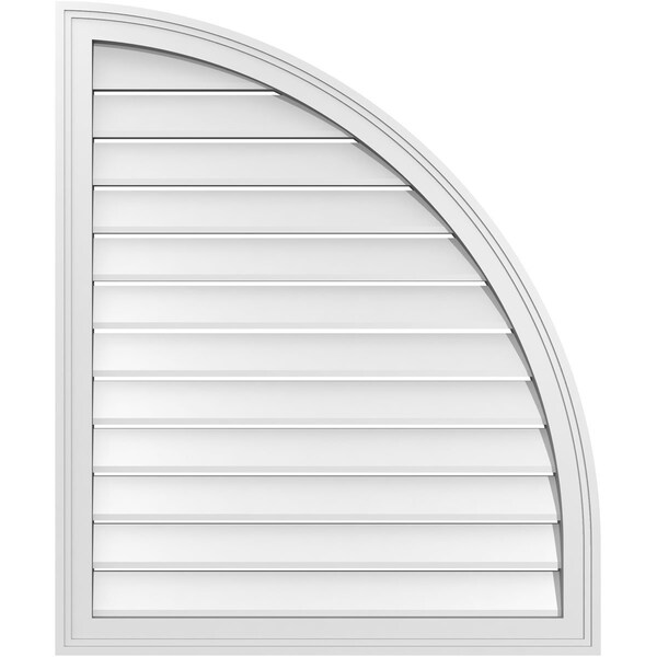 Ekena Millwork Quarter Round Top Right Surface Mount PVC Gable Vent w/ 2"W x 1-1/2"P Brickmould Frame, 30"W x 36"H GVPQR30X3602SF - main